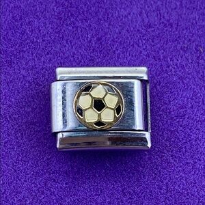 💛 Y2K Stainless Steel 18k Gold Soccer Ball Charm Link
